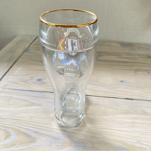 Berlin GERMANY Souvenir Beer Glass Boot Gold Rim 8 inches Tall 0.5 Liters - Picture 8 of 14
